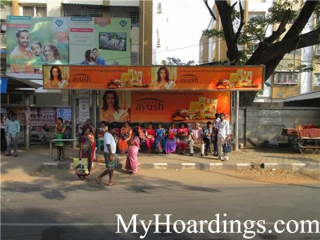 OOH Advertising Chennai, Bus Shelter Hoardings Agency at Pt Rajan Road, Nagathamman Kovil Bus Stop in chennai